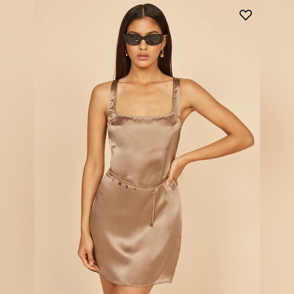 Reformation Dresses & Skirts - Reformation Darcey Silk Mini Tank Dress Champagne Size 8 Date Night Cocktail